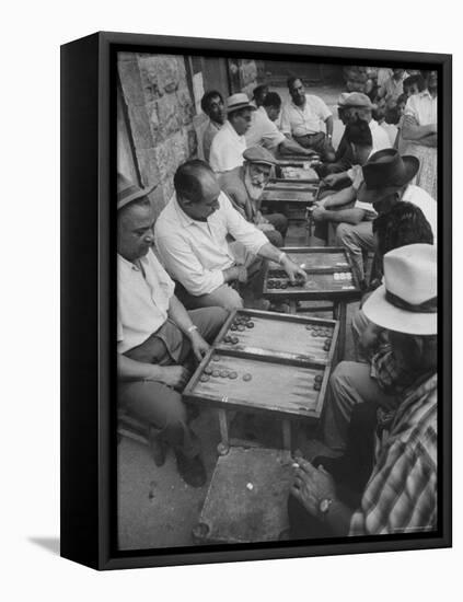 Israeli Men Playing Backgammon-Paul Schutzer-Framed Premier Image Canvas