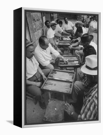 Israeli Men Playing Backgammon-Paul Schutzer-Framed Premier Image Canvas