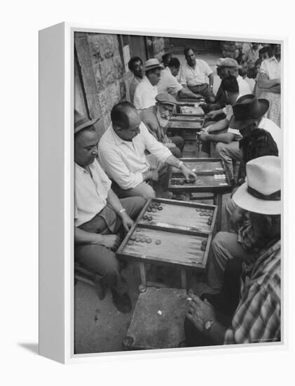 Israeli Men Playing Backgammon-Paul Schutzer-Framed Premier Image Canvas