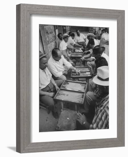 Israeli Men Playing Backgammon-Paul Schutzer-Framed Photographic Print