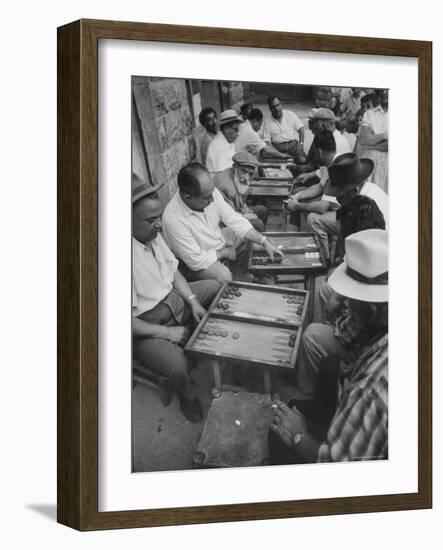 Israeli Men Playing Backgammon-Paul Schutzer-Framed Photographic Print