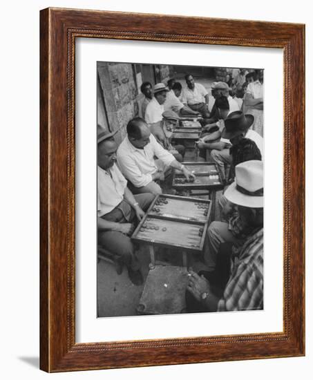 Israeli Men Playing Backgammon-Paul Schutzer-Framed Photographic Print