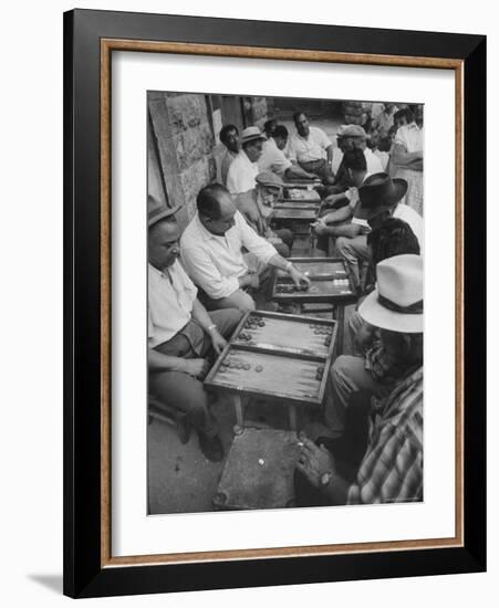 Israeli Men Playing Backgammon-Paul Schutzer-Framed Photographic Print