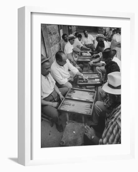 Israeli Men Playing Backgammon-Paul Schutzer-Framed Photographic Print