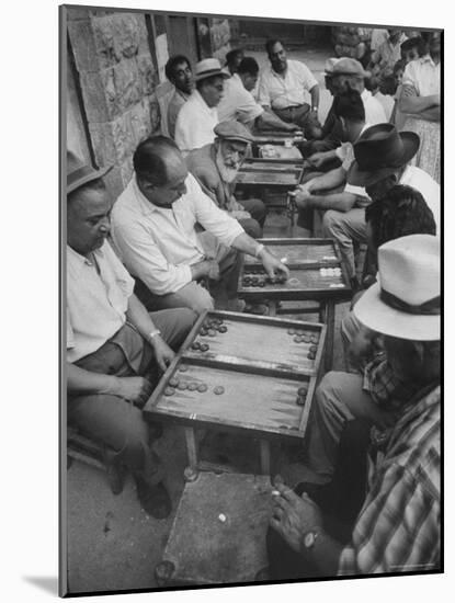 Israeli Men Playing Backgammon-Paul Schutzer-Mounted Photographic Print