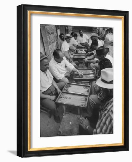 Israeli Men Playing Backgammon-Paul Schutzer-Framed Photographic Print