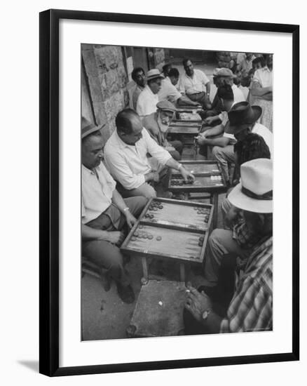 Israeli Men Playing Backgammon-Paul Schutzer-Framed Photographic Print