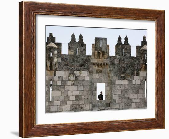 Israeli Soldier at Damascus Gate, Jerusalem, Israel, Middle East-Godong-Framed Photographic Print