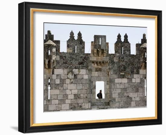 Israeli Soldier at Damascus Gate, Jerusalem, Israel, Middle East-Godong-Framed Photographic Print