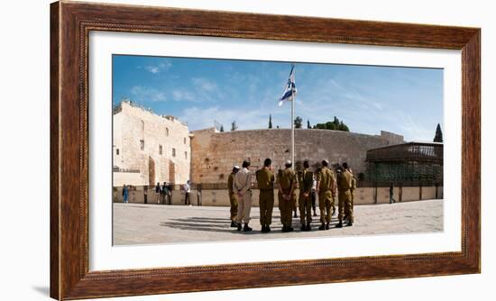 Israeli Soldiers Being Instructed by Officer in Plaza in Front of Western Wall, Jerusalem, Israel-null-Framed Photographic Print