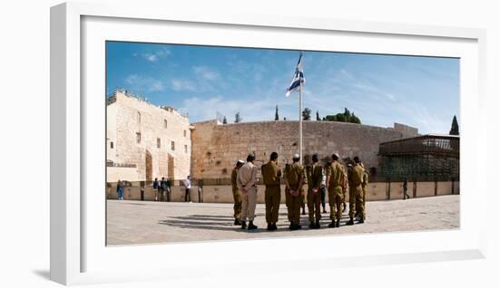 Israeli Soldiers Being Instructed by Officer in Plaza in Front of Western Wall, Jerusalem, Israel-null-Framed Photographic Print