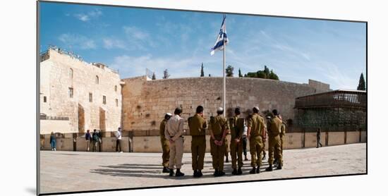 Israeli Soldiers Being Instructed by Officer in Plaza in Front of Western Wall, Jerusalem, Israel-null-Mounted Photographic Print