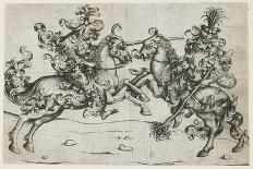 Joust of Two Wild Men, C. 1480-Israhel van Meckenem the younger-Framed Giclee Print