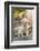 Issaquah, WA. Golden Retriever puppy sitting atop a stone retaining wall.-Janet Horton-Framed Photographic Print