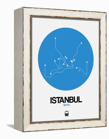 Istanbul Blue Subway Map-NaxArt-Framed Stretched Canvas