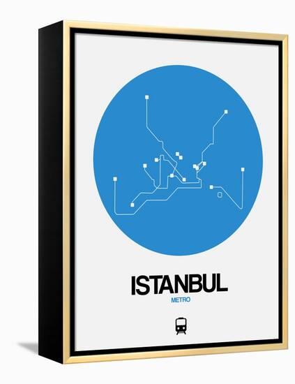 Istanbul Blue Subway Map-NaxArt-Framed Stretched Canvas