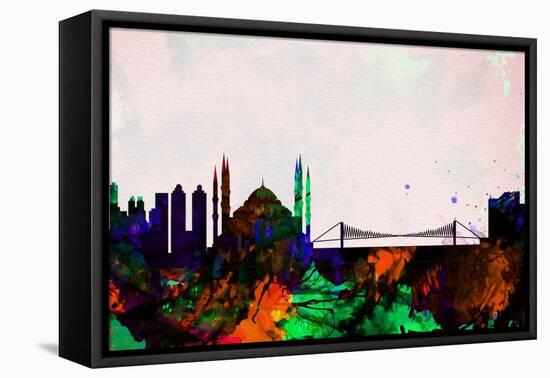 Istanbul City Skyline-NaxArt-Framed Stretched Canvas