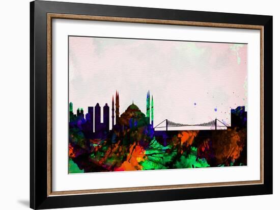 Istanbul City Skyline-NaxArt-Framed Art Print