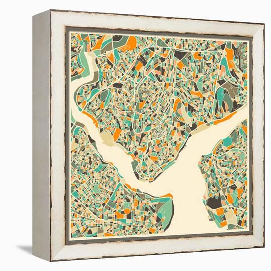 Istanbul Map-Jazzberry Blue-Framed Stretched Canvas