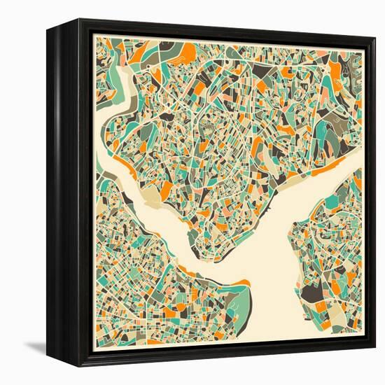 Istanbul Map-Jazzberry Blue-Framed Stretched Canvas