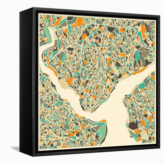 Istanbul Map-Jazzberry Blue-Framed Stretched Canvas