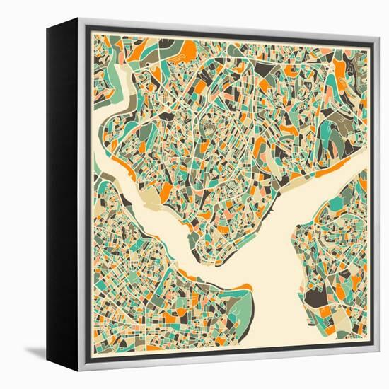 Istanbul Map-Jazzberry Blue-Framed Stretched Canvas