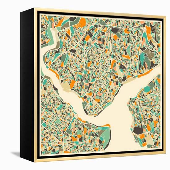 Istanbul Map-Jazzberry Blue-Framed Stretched Canvas