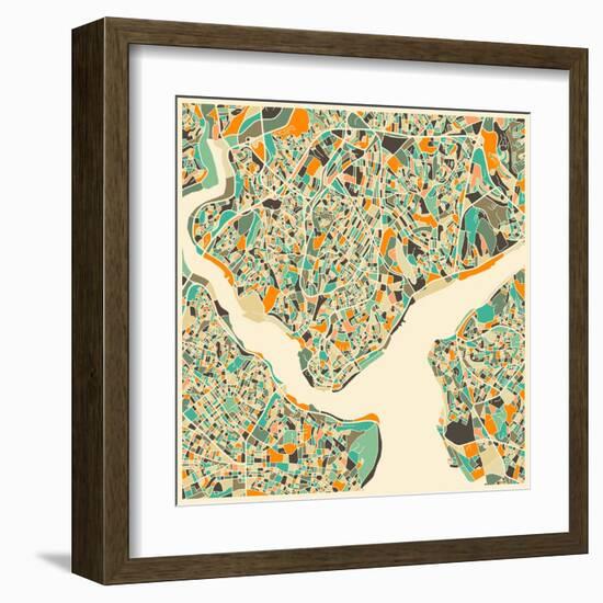 Istanbul Map-Jazzberry Blue-Framed Art Print