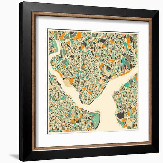 Istanbul Map-Jazzberry Blue-Framed Art Print