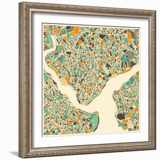 Istanbul Map-Jazzberry Blue-Framed Art Print