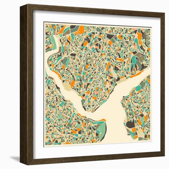 Istanbul Map-Jazzberry Blue-Framed Art Print