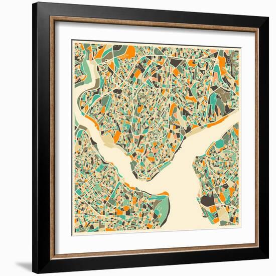 Istanbul Map-Jazzberry Blue-Framed Art Print