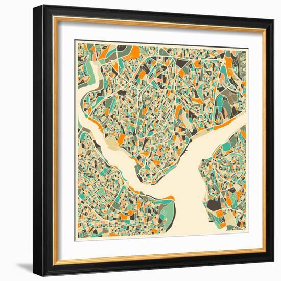 Istanbul Map-Jazzberry Blue-Framed Art Print