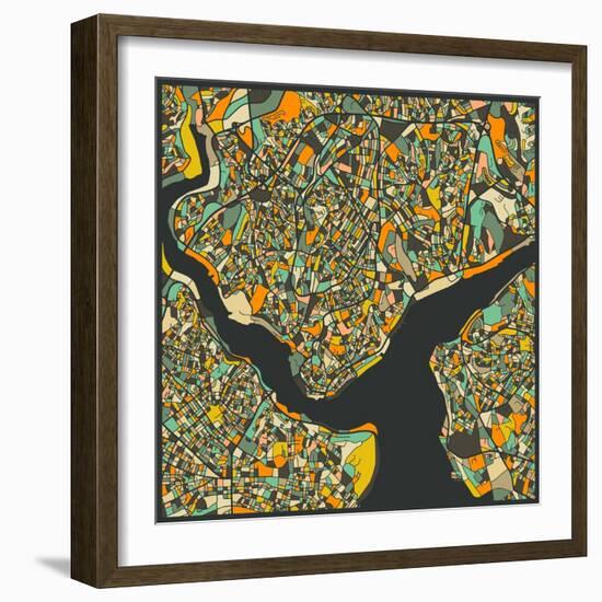 Istanbul Map-Jazzberry Blue-Framed Art Print