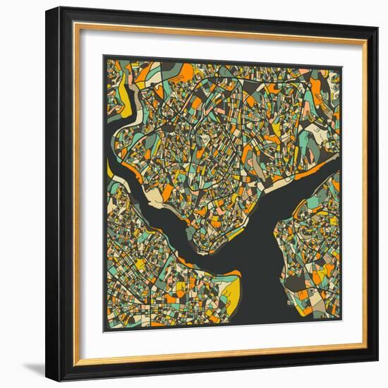 Istanbul Map-Jazzberry Blue-Framed Art Print