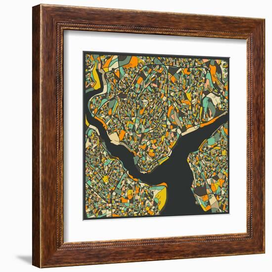 Istanbul Map-Jazzberry Blue-Framed Art Print