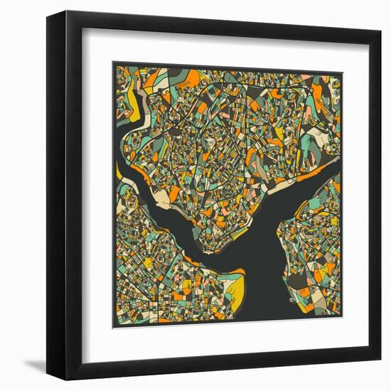 Istanbul Map-Jazzberry Blue-Framed Art Print