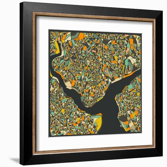 Istanbul Map-Jazzberry Blue-Framed Art Print