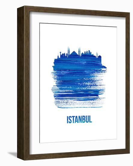 Istanbul Skyline Brush Stroke - Blue-NaxArt-Framed Art Print