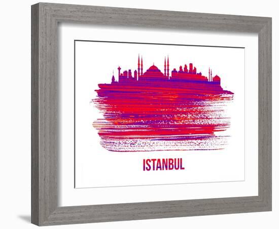 Istanbul Skyline Brush Stroke - Red-NaxArt-Framed Art Print