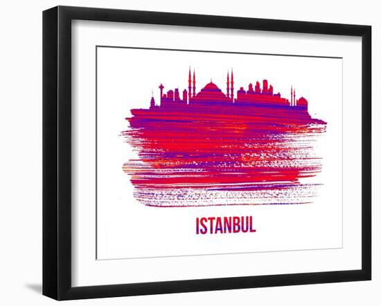 Istanbul Skyline Brush Stroke - Red-NaxArt-Framed Art Print