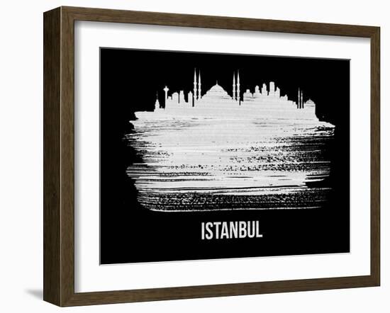 Istanbul Skyline Brush Stroke - White-NaxArt-Framed Art Print