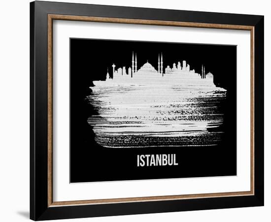 Istanbul Skyline Brush Stroke - White-NaxArt-Framed Art Print