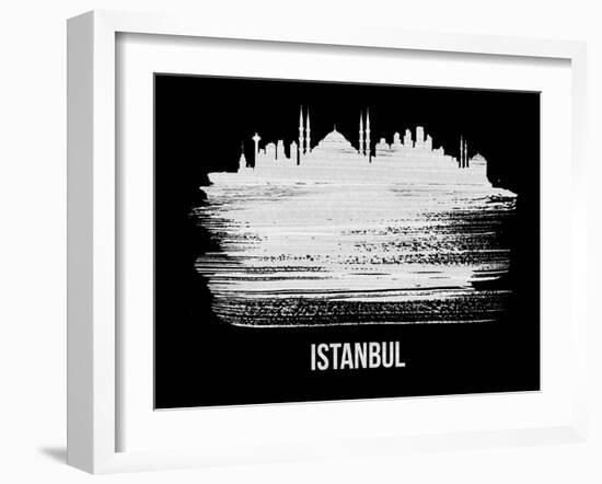 Istanbul Skyline Brush Stroke - White-NaxArt-Framed Art Print