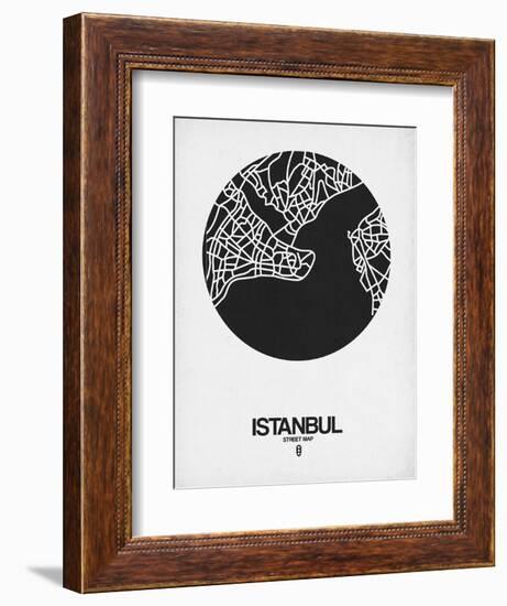 Istanbul Street Map Black on White-NaxArt-Framed Art Print