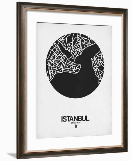 Istanbul Street Map Black on White-NaxArt-Framed Art Print