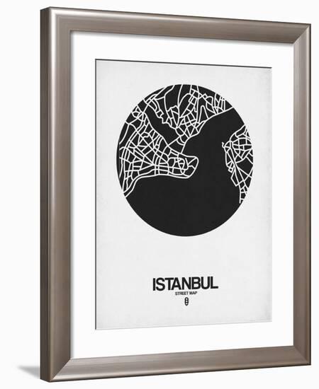 Istanbul Street Map Black on White-NaxArt-Framed Art Print