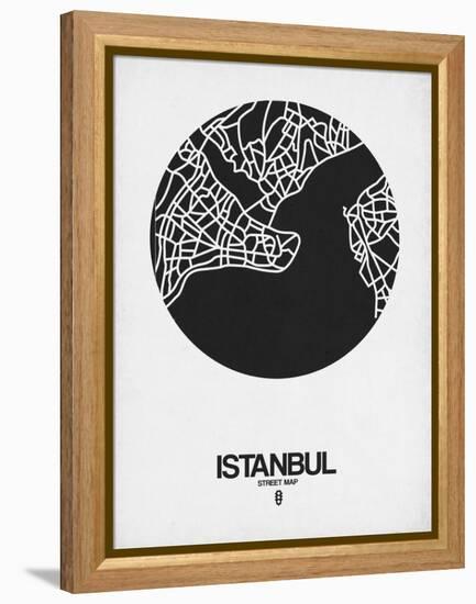 Istanbul Street Map Black on White-NaxArt-Framed Stretched Canvas