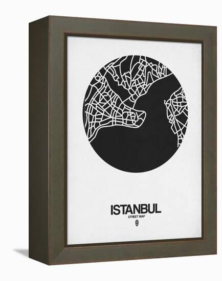 Istanbul Street Map Black on White-NaxArt-Framed Stretched Canvas