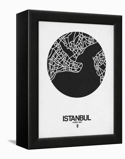 Istanbul Street Map Black on White-NaxArt-Framed Stretched Canvas